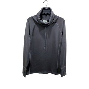 Athleta Cinch Popover Cowl Neck Sweatshirt — Charcoal Gray Fleece Lined Pullover